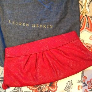 Lauren Merkin red leather clutch